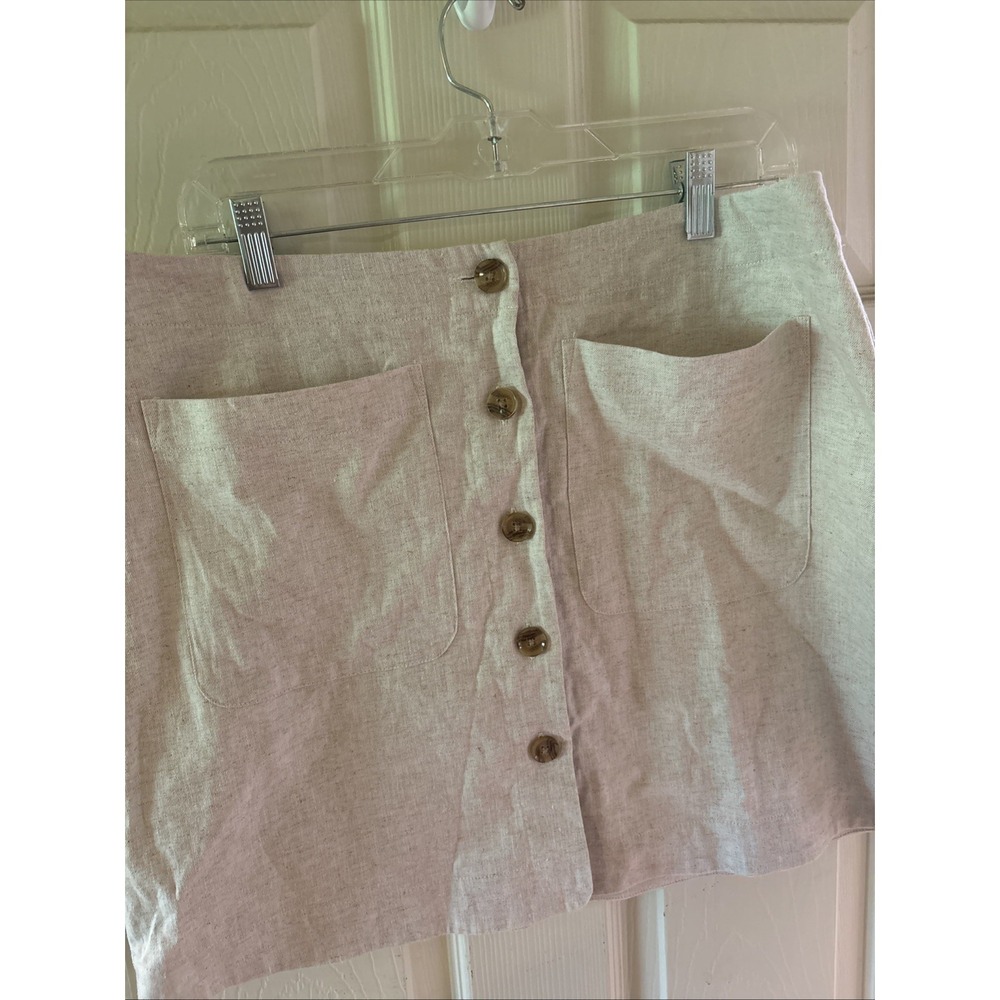 NEW Banana Republic Utility Cargo Mini Skirt Linen Blend Button Front Size 12 - Picture 2 of 8